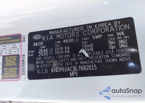 2020 Kia Sportage S from USA, damaged, VIN KNDP63AC8L7682015